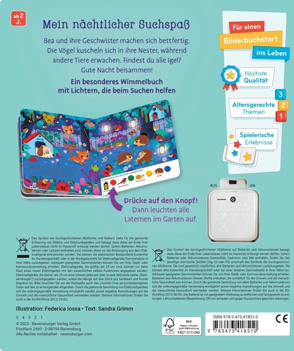 Immagine prodotto Ravensburger Il mio grande libro delle luci: Nella notte (Tedesco)