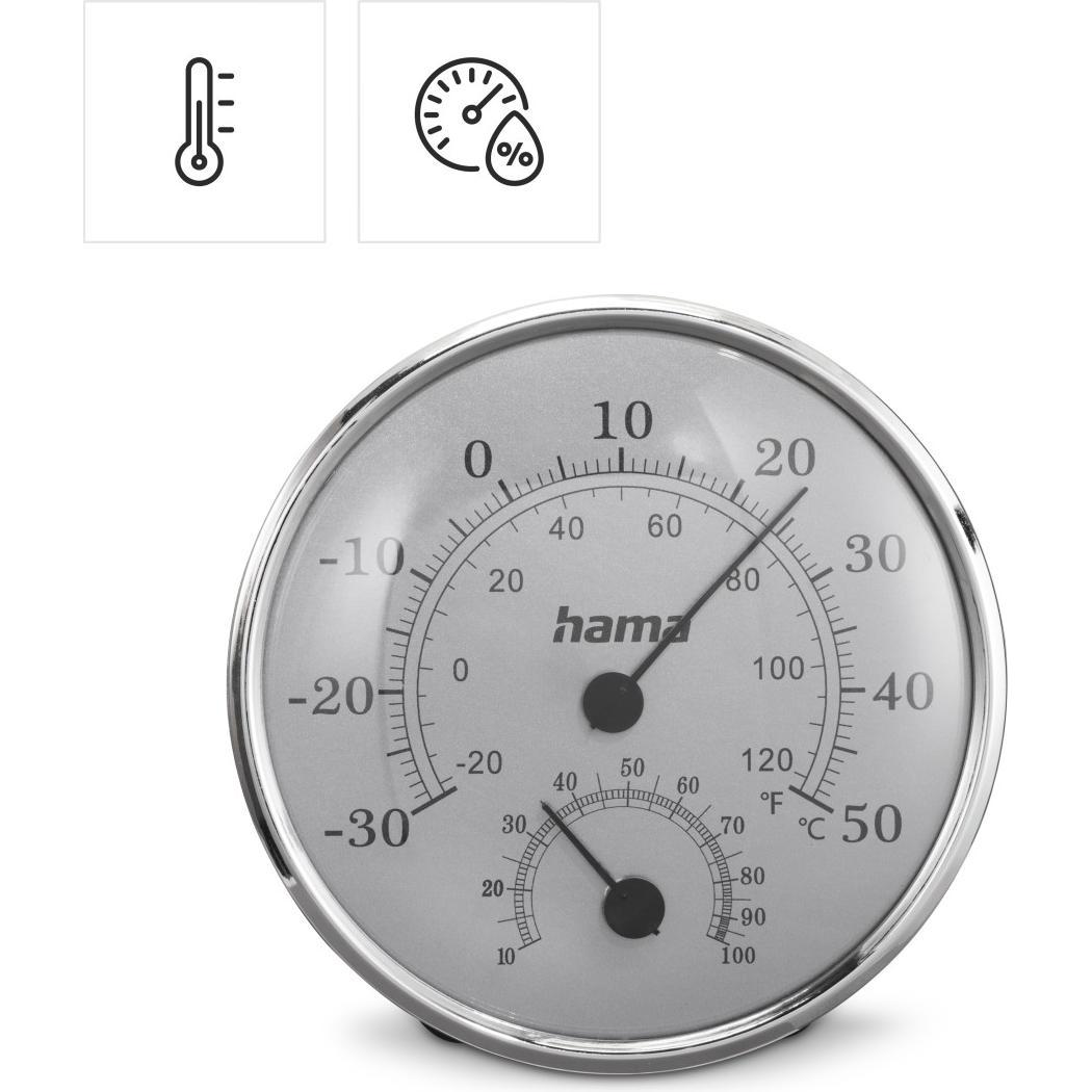 Thumbnail - Hama Saipan, Thermometer + Hygrometer, Silber