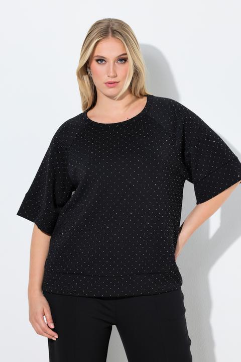 Actual product image Ulla Popken Short Sleeve Rhinestone Sweatshirt (62)