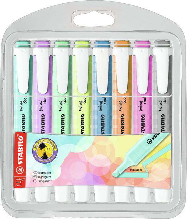 STABILO swing cool Pastel Textmarker (Pastel, 4 mm, 8 x)