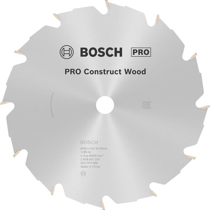 Produktbild Bosch Professional Zubehör PRO Construct Wood Kreissägeblatt, 184 x 2,6 x 16 mm