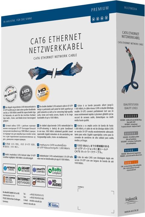 Produktbild Inakustik Netzwerkkabel (SF/UTP, CAT6, 1 m)