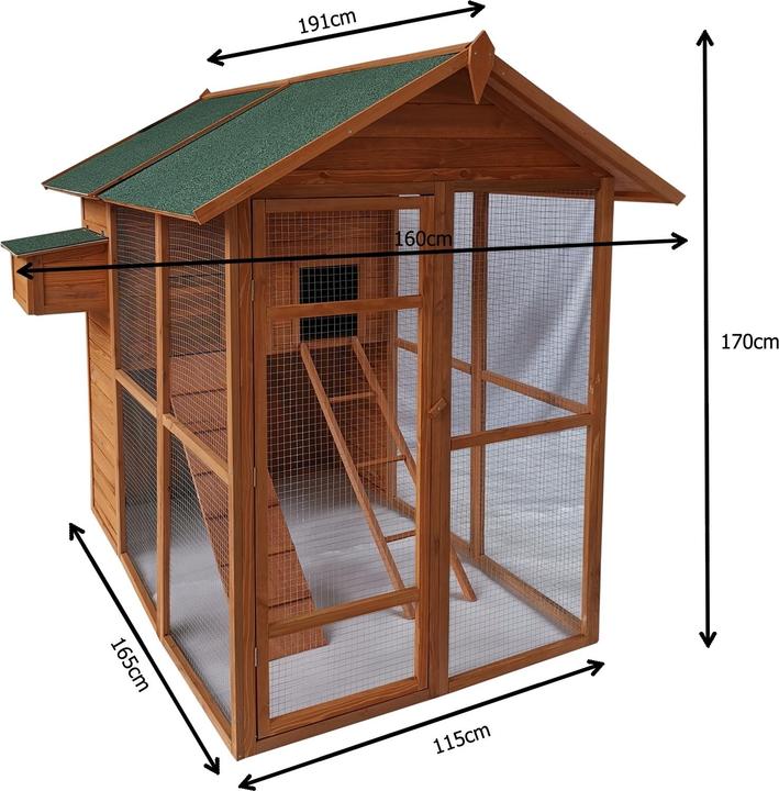Produktbild HTI-Living Grosses Hühnerhaus mit Freilaufgehege für 6 - 8 Hühner