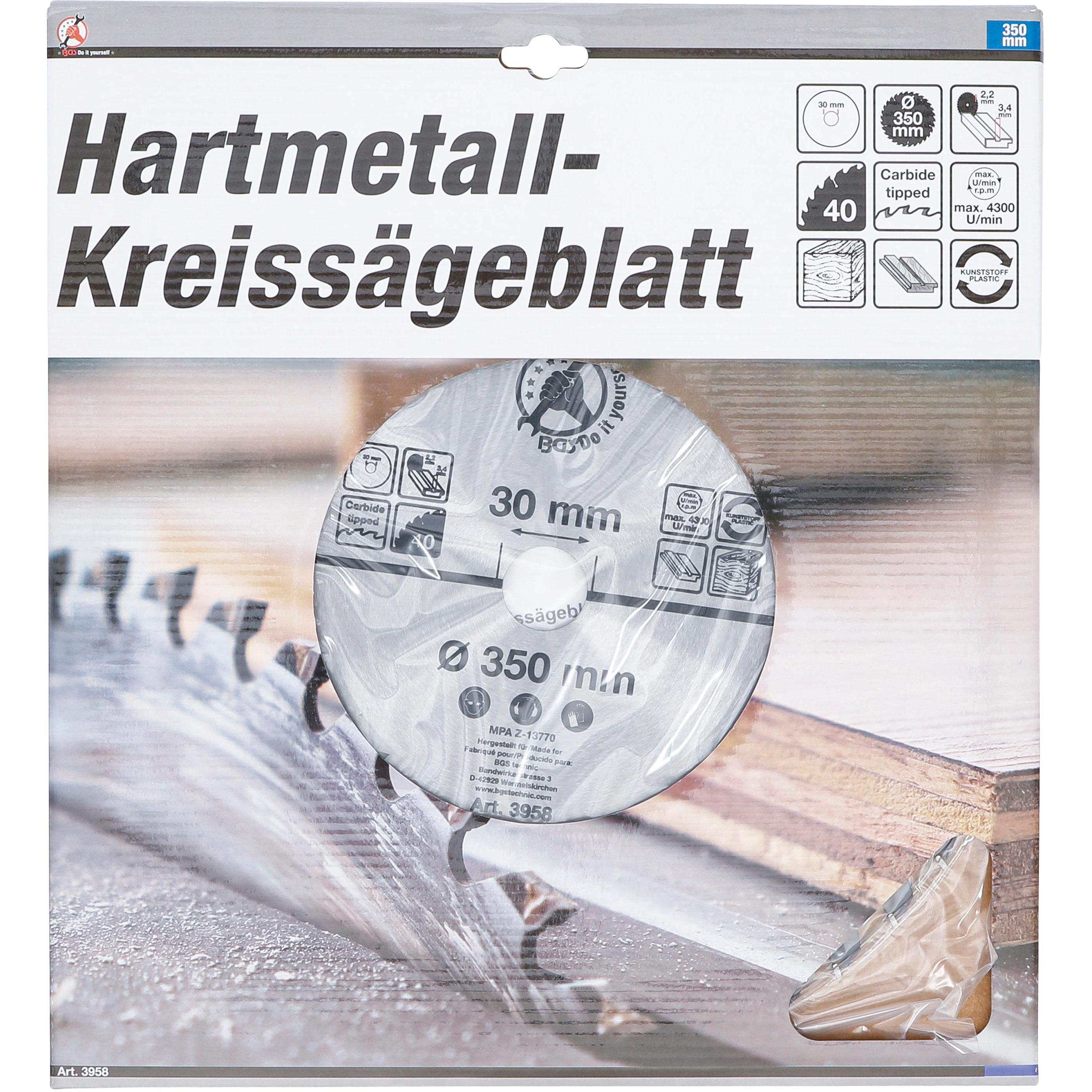 Thumbnail - BGS, Sägeblatt, Hartmetall-Kreissägeblatt Ø 350 x 30 x 3,4 mm 40 Zähne