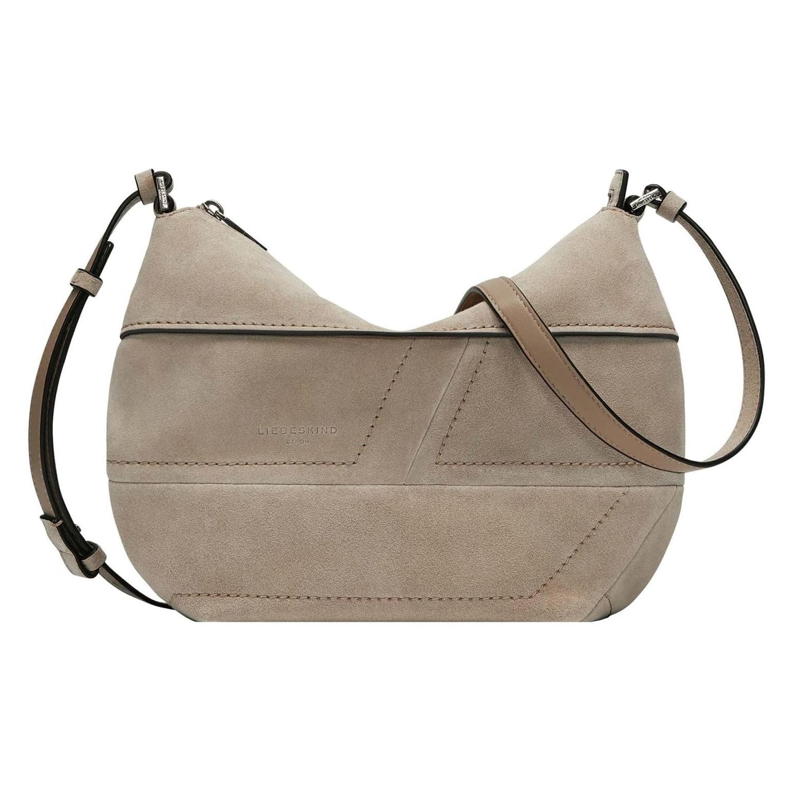 Liebeskind Berlin, Unisex, Handtasche, Hobo Handliche Hobo-Bag Im Materialmix Aus Velours- Und Glattleder, Beige