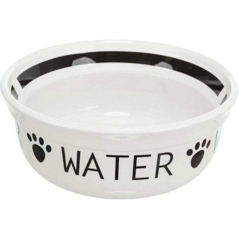 Trixie Drinkbak Hond Water Keramiek Wit / Zwart - 600 Ml 15 Cm (0.60 l), Futternapf