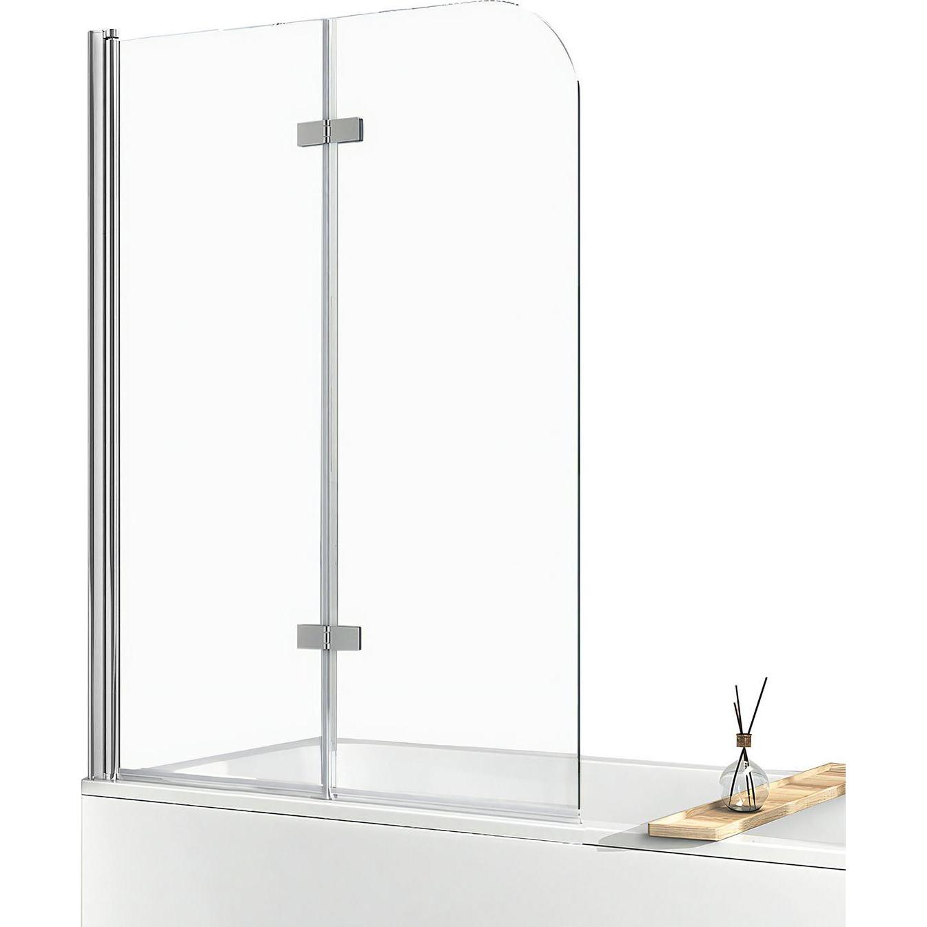 Emke, Duschkabine + Duschwand, Duschwand für Badewanne 120x140cm Glas-Duschwand, 2-teilig Faltbar, Leicht zu Reinigen, C...