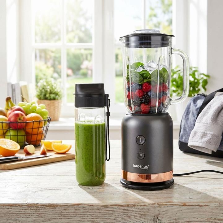 Produktbild hagenuk 2in1 Standmixer-To-Go, anthrazit-roségold, 0,6 l, 350 W (350 W)