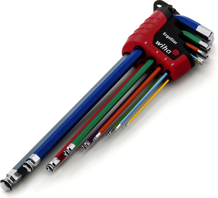 Actual product image Wiha ErgoStar holder hexagonal spherical head MagicRing 10-pcs. luminous colored pin wrench set