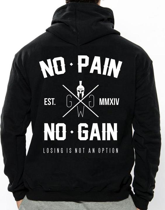 Immagine prodotto Gym Generation Felpa con cappuccio No Pain No Gain Nero (L)