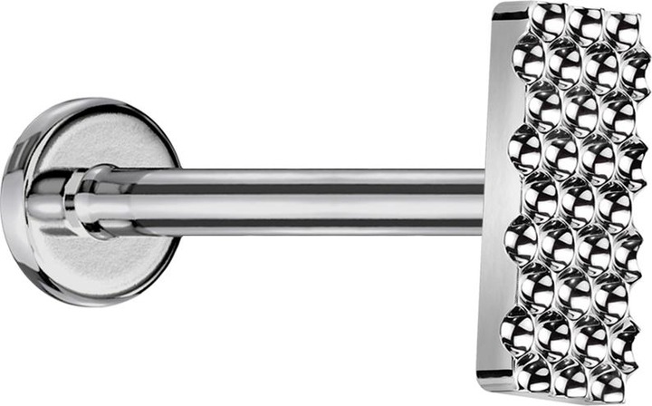 Immagine prodotto Star Piercing Micro Labret filo interno argento rettangolo taglio diamante punteggiato argento (senza ottone, Titanio G23)