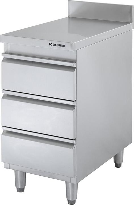 Produktbild Gastro Hero Edelstahl-Schubladenschrank BASIC er Einheit mit Aufkantung (40 cm, 85 cm)