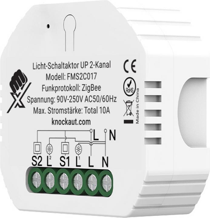 KnockautX Licht-Schaltaktor Unterputz 2-Kanal (Schaltaktor)