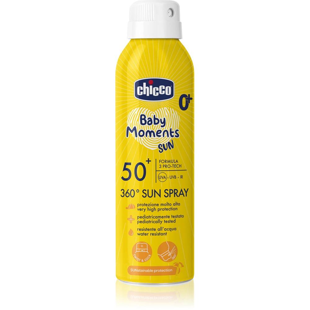 Chicco , Sonnencreme, 360° Sun Spray Spf50+ 0M+ Italienisch (Sonnenspray, Spf 50+, 150 Ml)