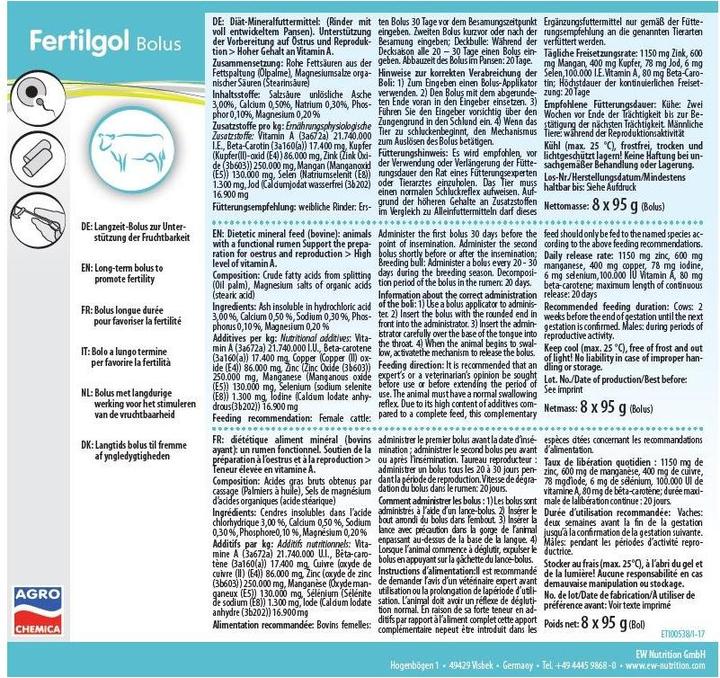 Actual product image Magni Fertigol bolus, beta-carotene bolus, 8 boluses/package