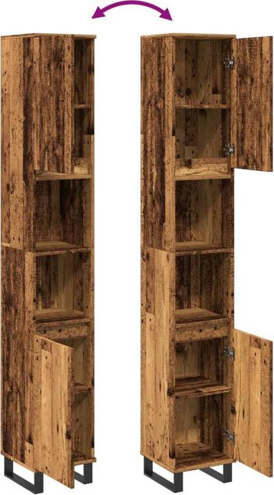 Immagine prodotto vidaXL Badschrank Hochschrank Badezimmerschrank Badmöbel Schrank Altholz-Optik (30 x 30 x 190 cm)