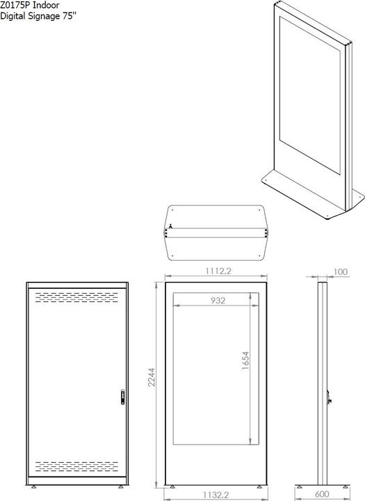 Produktbild DSS Indoor Stele Portrait, 75" Bildschirm, schwarz