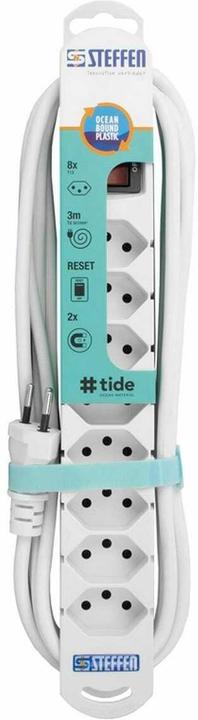 Produktbild Steffen Steckdosenleiste TIDE 8xT13 3m mit Schalter und Haftmagnete ws (8 x, Typ 13, 3 m)