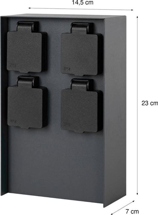 Image du produit Grafner Colonne de prises noire avec 4 prises extérieures en acier inoxydable colonne d'énergie pour prises