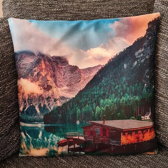 Tinisu, Dekokissen, Kissenbezug Haus am Gebirgssee - 45cm x 45cm (45 x 45 cm)