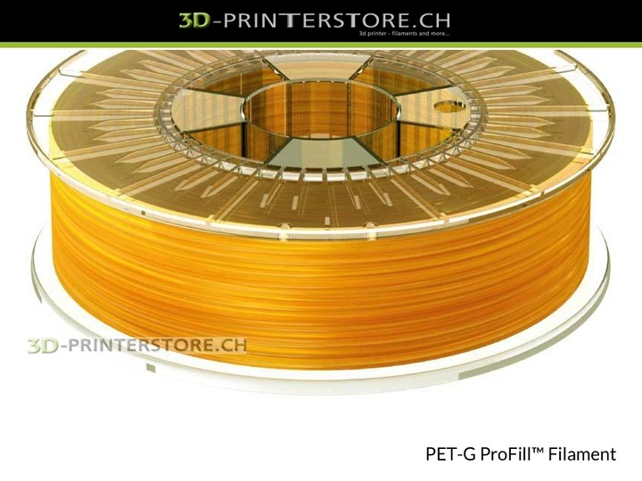 Produktbild 3d-printerstore.ch PETG ProFill gelb transparent 2.85mm 0.75kg (PETG, 2.85 mm, 750 g, Gelb)