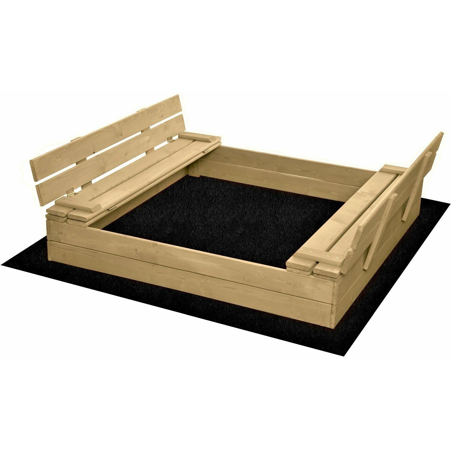 Sand tropic Holzsandkasten mit Bänken und Zubehör 120x120cm (natur)