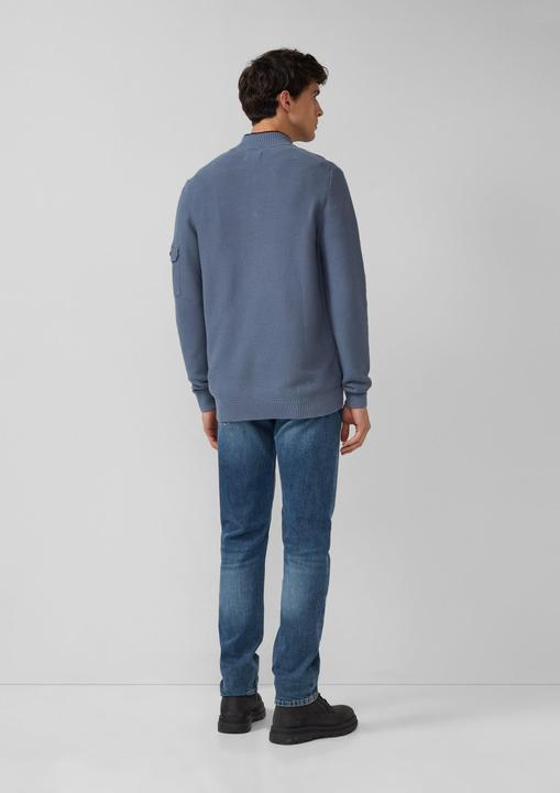 Produktbild s.Oliver Strickpullover Strickpullover aus Baumwolle mit Troyer-Kragen und Strukturmix (M)