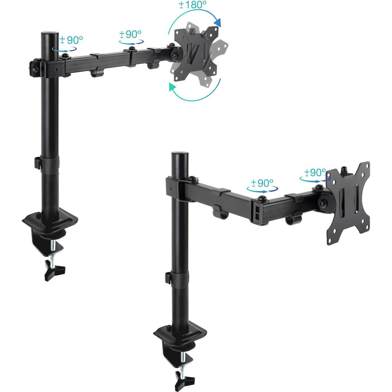Tooq Technology SOPORTE MESA GIRA INCLI 1 BRAZO 17-32" NEGRO (Tavolo, 32", 8 kg), Supporto per monitor, Nero