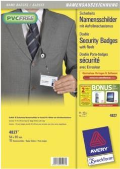 Image du produit Avery Zweckform Doppel-Sicherheits-Namensschild, 90 x 54 mm transparent, Hartbox aus festem PVC-freiem Ma