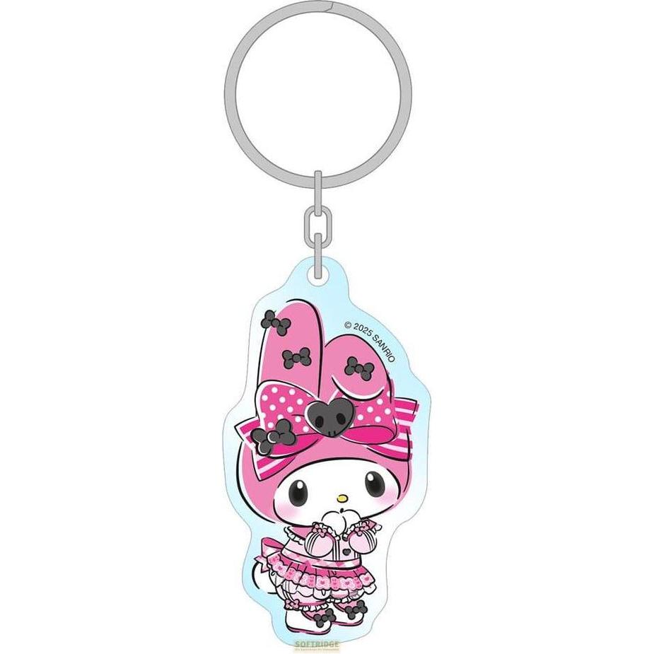 Sakami, Bambine, Portachiavi, Sanrio Pink Black Party Series Acryl Schlüsselanhänger My Melody 7 cm, Nero, Pink