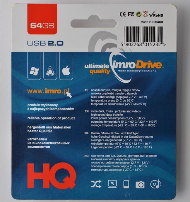 Immagine prodotto IMRO BLACK/64GB USB flash drive USB Type-A 2.0 - 64 GB (64 GB, USB-A)