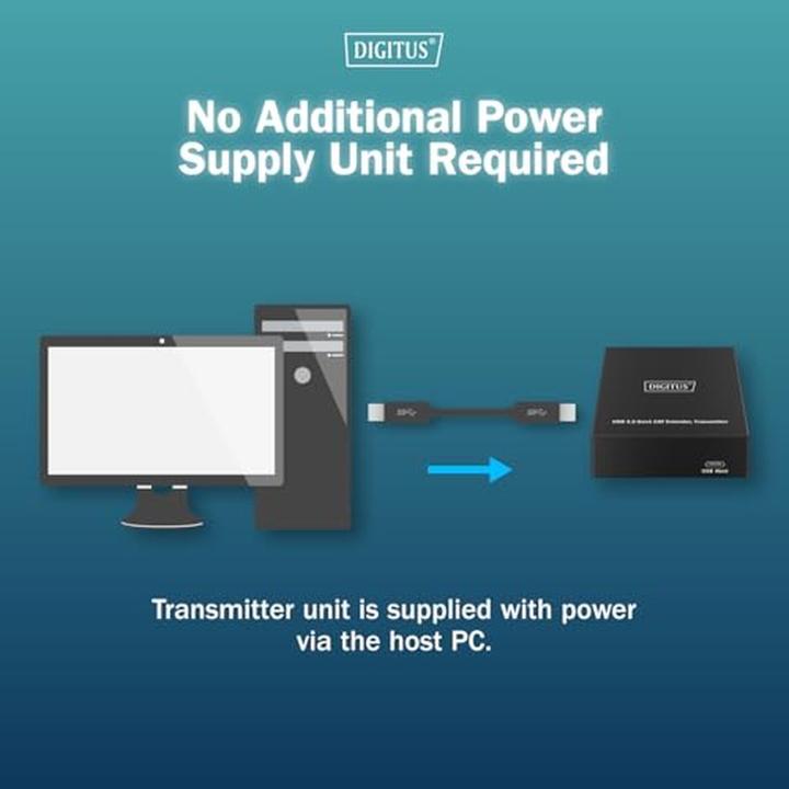 Image du produit Digitus CAT Extender USB 3.2 Gen1, 5 Gbps, 4 ports : 3x USB-A / 1x USB-C, 100m