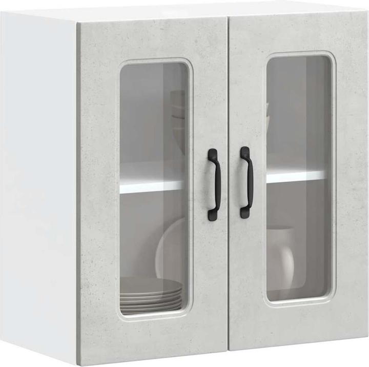 Image du produit VidaXL Armoire de cuisine suspendue avec porte vitrée Kalmar Gris béton Matériau dérivé du bois (60 x 31 x 60 cm)