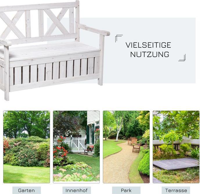 Produktbild Swisshandel24 Gartensitzbank 2-Sitzer mit Stauraum Tanne 115x61x85 cm