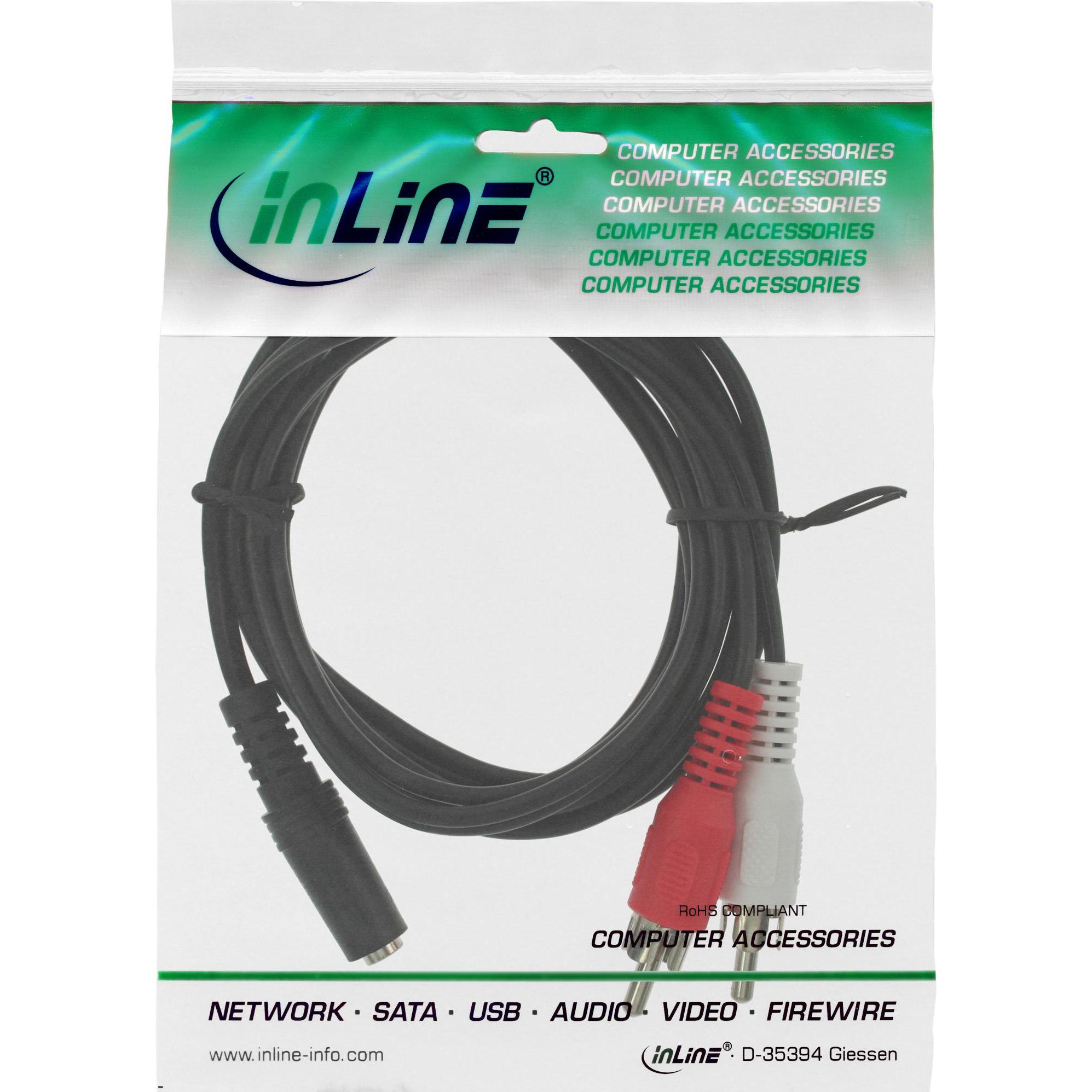 Thumbnail - InLine 2x Cinch — 3.5mm (1 m, Cinch, 3.5mm Klinke (AUX)), Audio Kabel