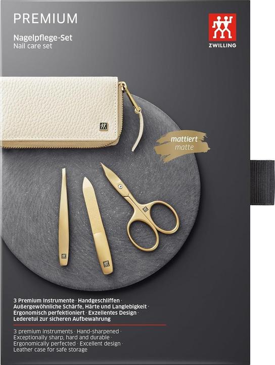 Actual product image Zwilling Manicure Set 3 Pieces with Genuine Leather Case