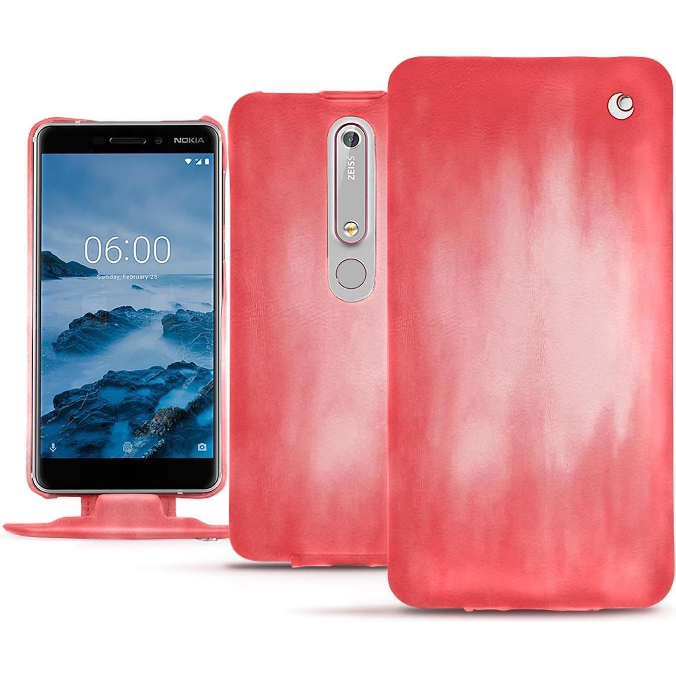 Noreve Lederschutzhülle vertikal (Nokia 6 (2018)), Smartphone Hülle, Rosa