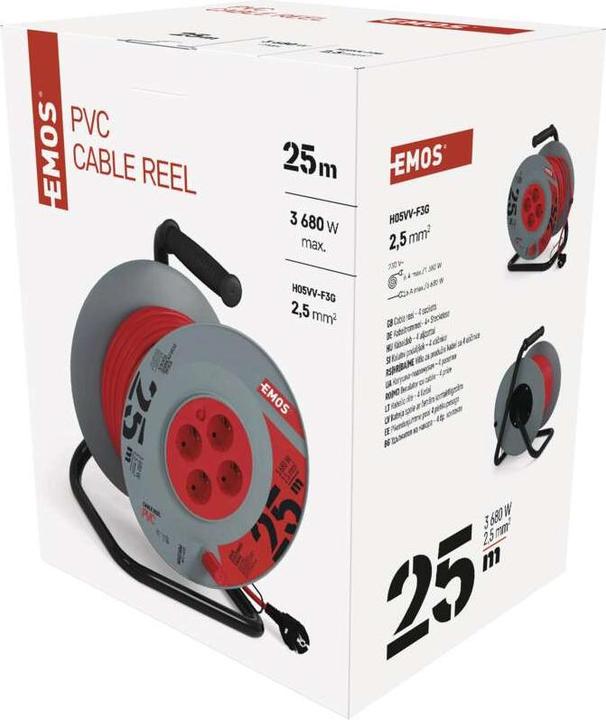 Produktbild Emos Kabeltrommel 2,5 mm | Schuko 25 m (25 m, 2.50 mm²)