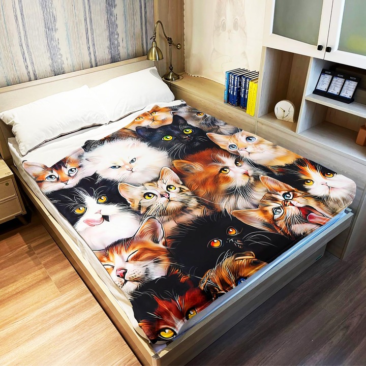 Produktbild Yisumei Kuscheldecke mit Katzenmotiv (100 x 150 cm)