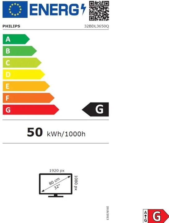 Energie-Label Philips Signage Solution Q-Line 32BDL3650Q/00 (1920 x 1080 Pixel, 31.50")