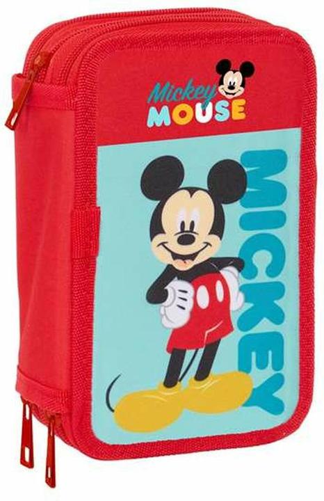 Mickey Mouse Dreifaches Federmäppchen Rot 12,5 X 19,5 X 5,5 Cm 37 Stücke