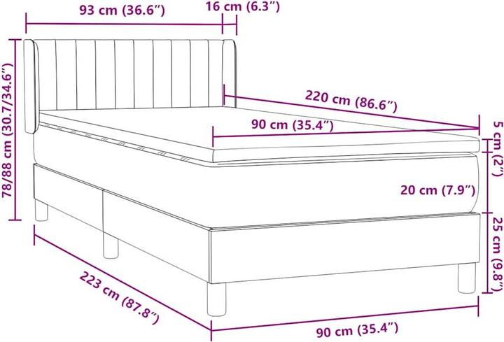 Produktbild vidaXL Boxspringbett (90 x 220 cm)