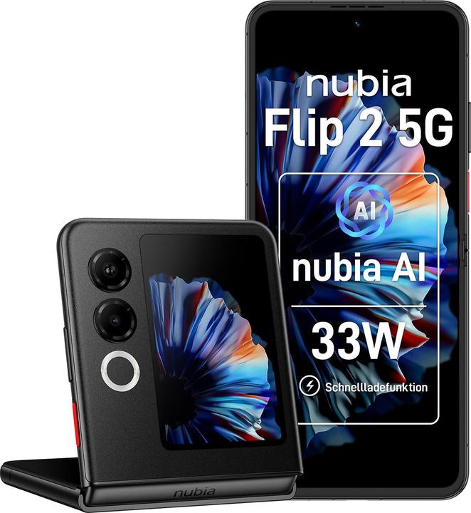 Immagine prodotto Nubia Flip 2 5G 8GB/256GB Schwarz (256 GB, Nero Notte, 6.90", Doppia SIM, 5G)
