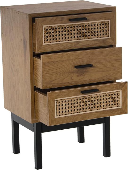 Immagine prodotto Comodino con tre cassetti e gambe in metallo (40 x 30 x 65 cm)