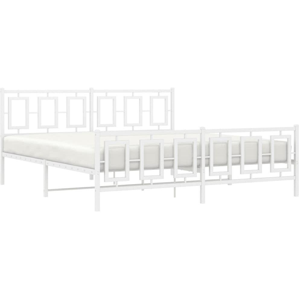 VidaXL, Bett, Bettgestell Kopfteil Fussteil Bett Metallbett Doppelbett Weiss 180x200cm (180 x 200 cm)