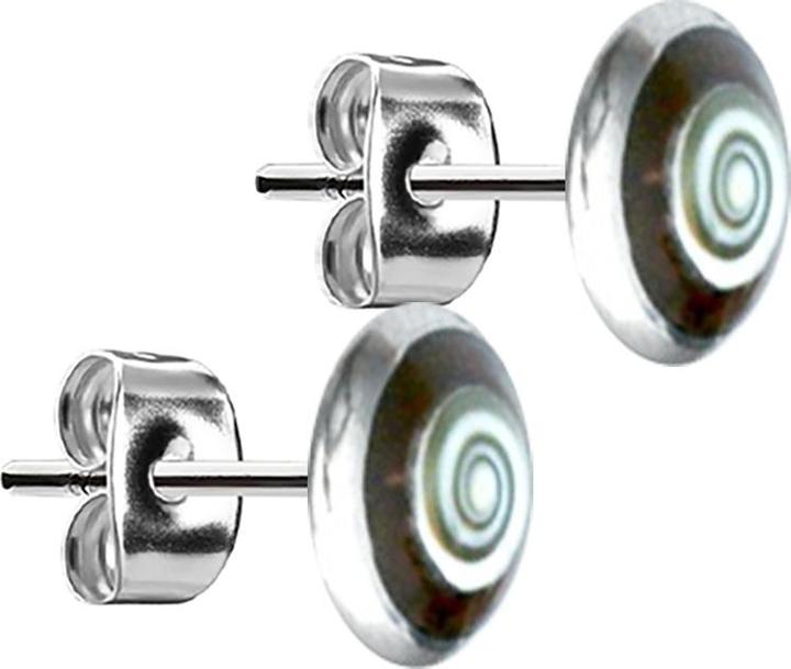 Produktbild Star Piercing Ohrstecker silber Teller Kokosnuss Holz mit Shiva-Auge (Organisch, Chirurgenstahl 316L, ohne Messing)
