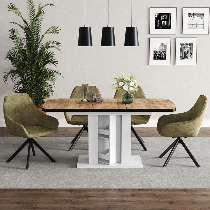 Produktbild Vicco Esstisch Fenaro, Goldkraft Eiche/Weiss/Weiss, 120 x 80 cm (120 x 80 x 76 cm)
