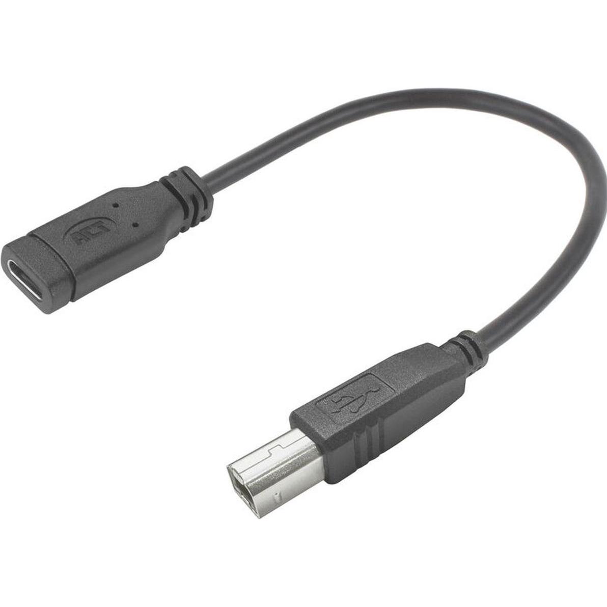 ACT USB Type-C« female to USB-B 2.0 printer adapter cable 0.2m (0.20 m, USB 2.0), Cavo USB