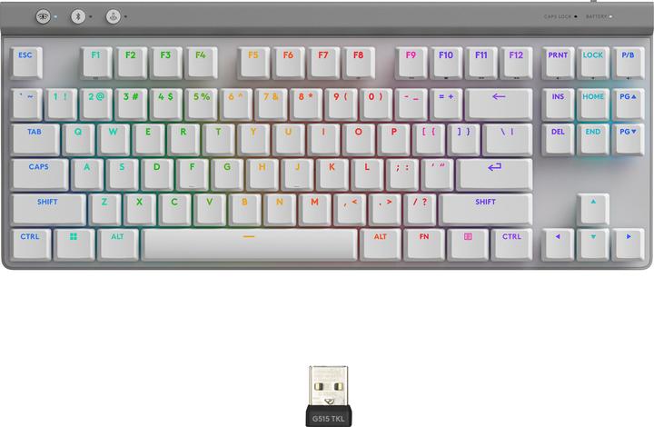 Immagine prodotto Logitech G515 LIGHTSPEED TKL Bianco (FR) (FR, Senza fili, Cablato)
