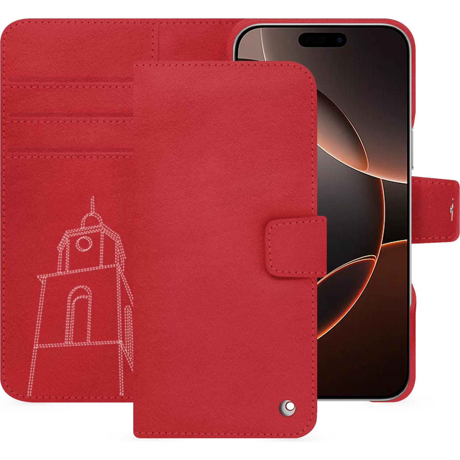 Noreve Lederschutzhülle Apple iPhone 16 Pro (Apple iPhone 16 Pro), Smartphone Hülle, Rot